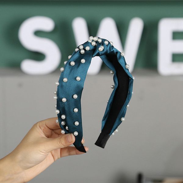 

pearl knotted silk headband 41.5g orange unicorn hair band hair wear hair style girl simple and easy mzbva, Black;brown