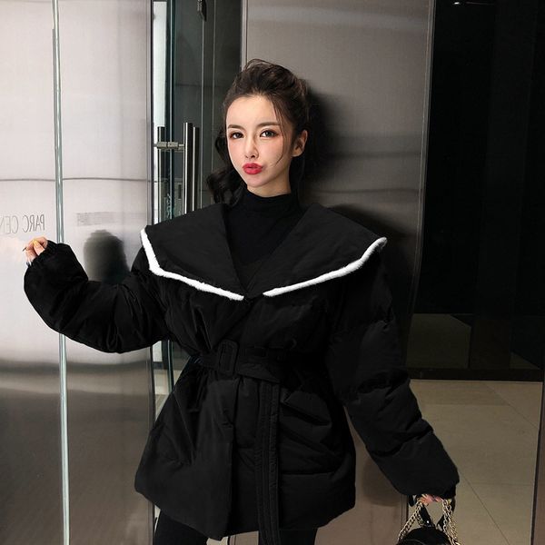 

autumn winter new cotton clothing women fashion casual korean wild temperament loose thick warm long-sleeved cotton jacket f011, Black