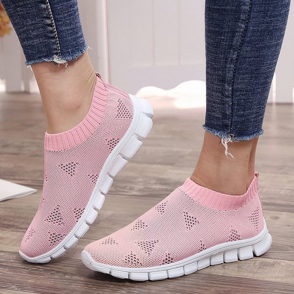 

2019 new korean version of the flying woven mesh breathable casual comfortable sports shoes women, Black