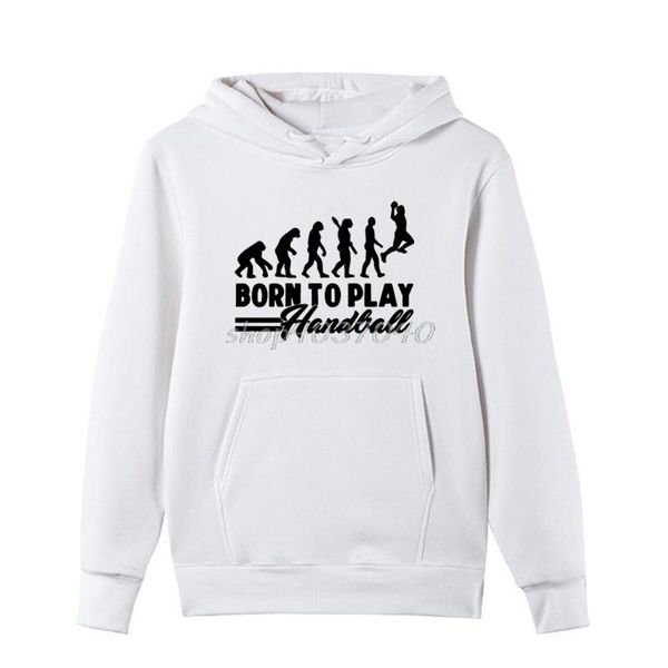 

funny handball evolution born to play sweatshirts men cotton fleece hoodies hip hop coat harajuku streetwear, Black