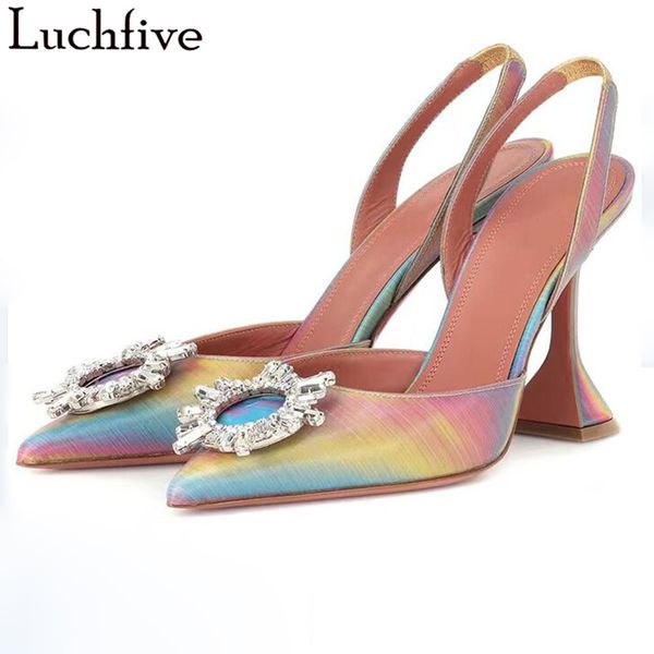 

crystal pointy toe women sandals cup high heels shoes woman runaway black slingbacks big size zapatos de mujer