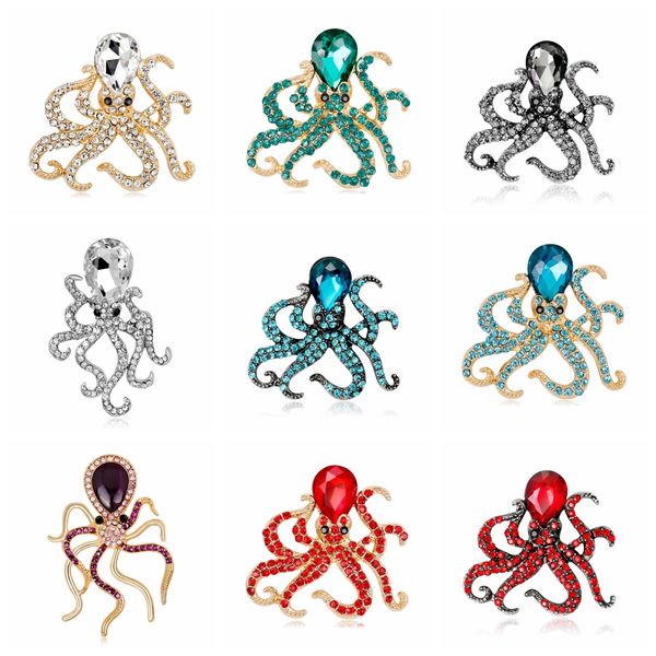 

new fashion marine animal ocs squid brooches for women enamel rhinestones marine animal ocs squid brooch pins, Gray