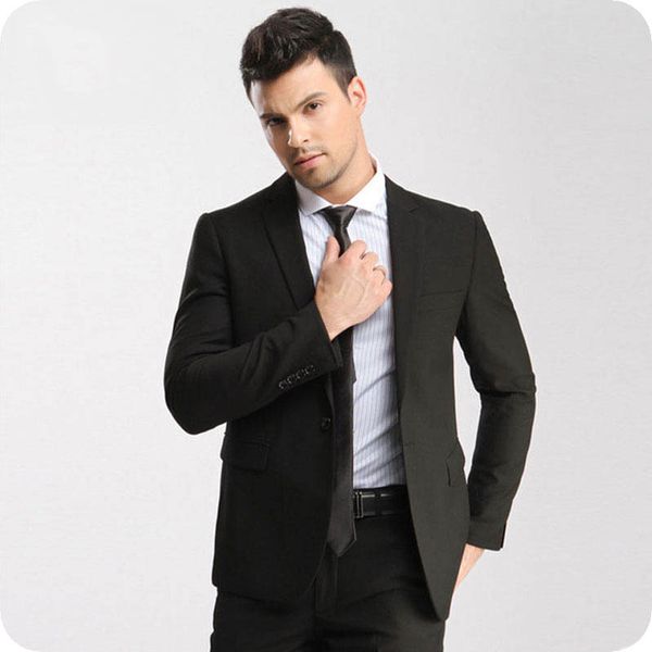 

custom made black men tuxedo groom suits for wedding 2piece business manle attires slim fit groomsmen outfits costume homme terno masculino, Black;gray