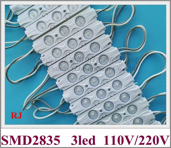 Módulo de LED de injeção de entrada AC 110V / AC 220V para letra de sinal 100mm(L)*20mm(W)*7mm(H) SMD 2835 3 LED 2W alto brilho IP65 à prova d'água