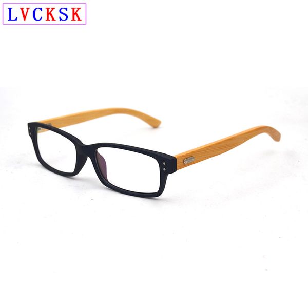

fashion vintage bamboo wooden legs rivets transparent glasses women men myopia presbyopia optical prescription glasses frame l3, Black