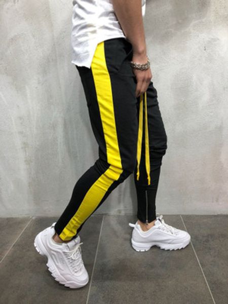 

2020 new jogger pants zippers on pants legs mens sports gym workout streetwear hip hop track trousers long slacks sweatpants, Black;blue