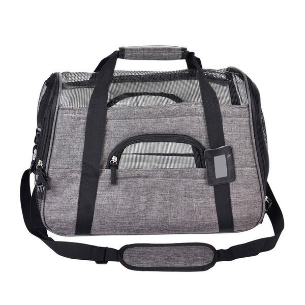 

travel bags portable breathable shoulder strap for dog cat pet airline approved fleece pads pet carrier with training clicker