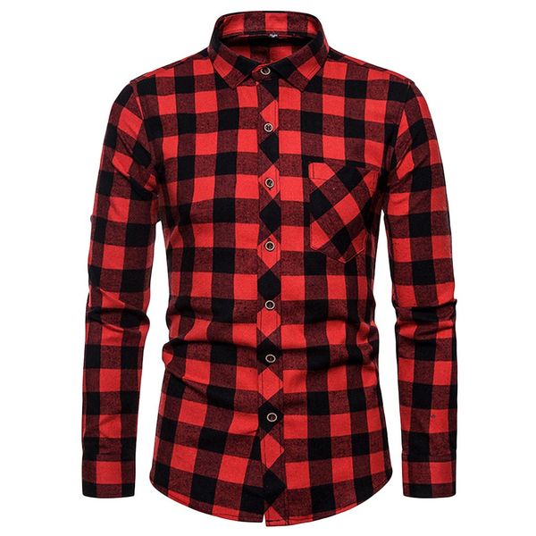 

fashion men casual novelty plaid print pocket long sleeves shirt blouse erkek mont camisa masculina shirt of men 2019, White;black