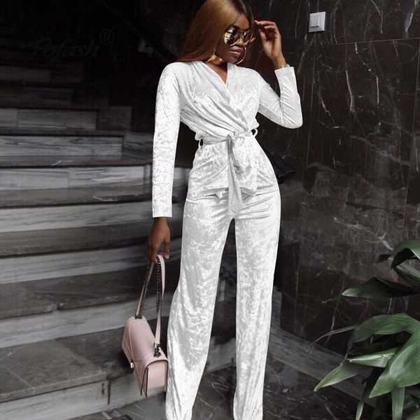 

womens designer tracksuits womens two piece sets casual fashion velvet new autumn sashes 2 set women long sleeve solid two pieces sets, Gray