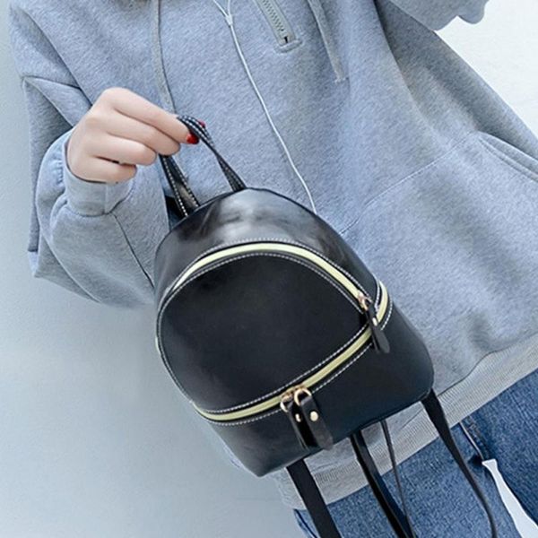 

women college school bags pu leather closure student pouch fashion leisure travel bags backpack famel rucksack