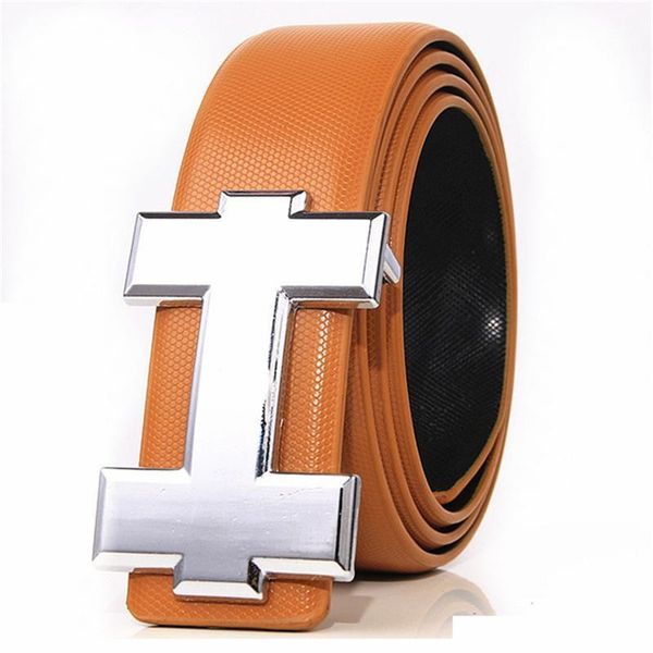 

2020 spring and summer new belt fashion genuine leather men belt belt length 105-125cm, Golden;silver