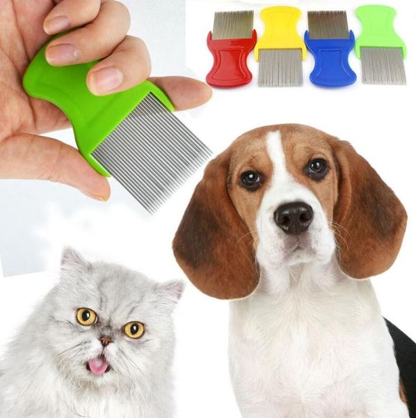 

dog cat head hair lice nit comb pet safe flea eggs dirt dust remover stainless steel grooming brushes tooth brushs mixed colors