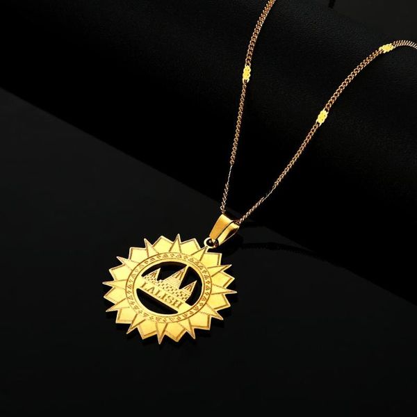 

stainless steel gold color lalish pendant necklace yezidi faith pilgrimage chain jewelry, Silver