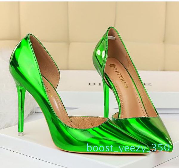 

с коробкой размер 34 до 42 43 невесты свадебные туфли острым носом металлический высокий каблук дизайнерские насосы мода роскошные дизайнерс, Black