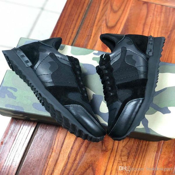 

original box fashion rivet camouflage sneakers men and women flat shoes luxury designer ace casual shoes size 36-46, Black