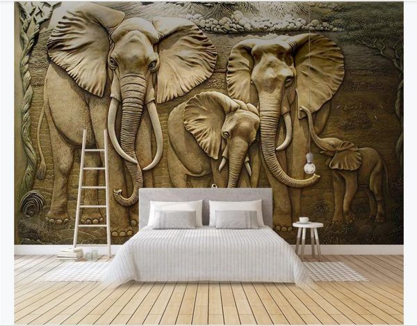 

custom p wallpaper for walls 3d golden relief elephant bedroom background mural wall paper for walls 3d