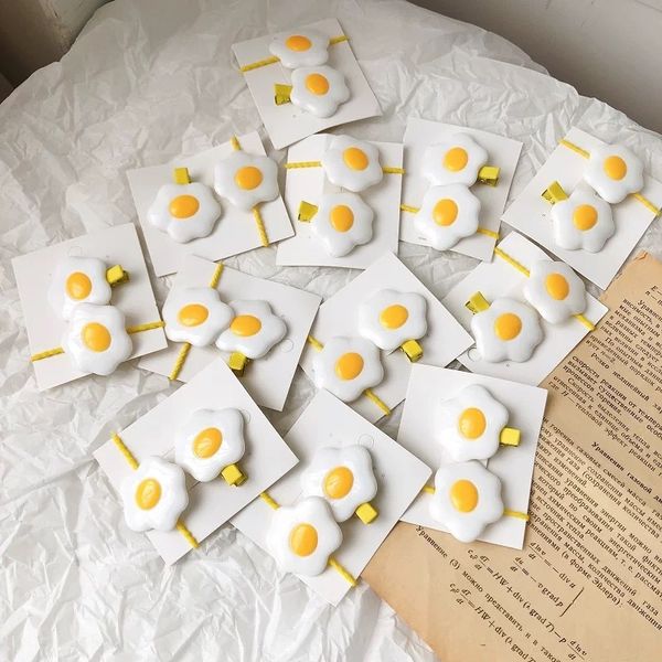 

interesting poached egg hairpin set cute girl hair band heart bangs side clip hair band female, Slivery;white