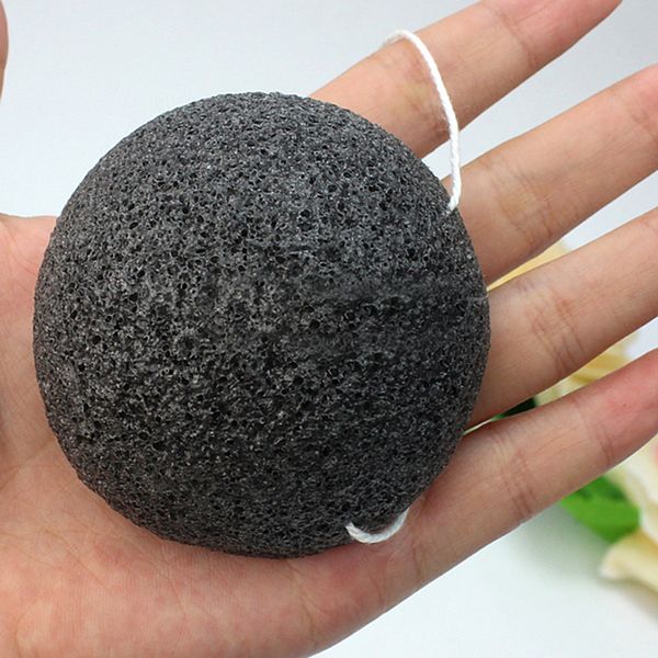 

black natural konjac sponge facial care cleaning washing sponge cosmetic puff deeply cleansing pores puff