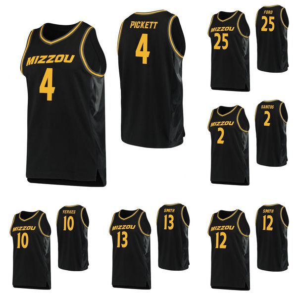 

brooks ford stitched men's missouri tigers k.j. santos dru smith evan yerkes javon pickett college basketball jersey, Black