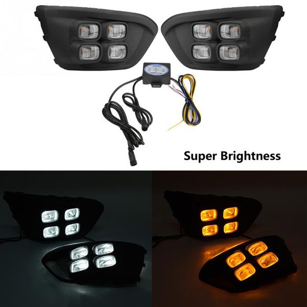 

1 pair 12v 0.5w car daytime running light turn signal 3-color drl led fog lamp for kia rio x-line 2018 car accessories
