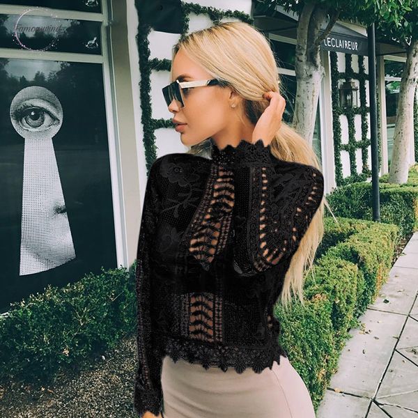 

sexy белый топы блузка рубашка женщины топы элегантный выдалбливают блуза лето с коротким рукавом кружева женский блузка с длинным рукавом b, White