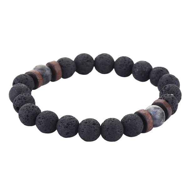 

мода простой природный лава вулканический камень шарик браслет ювелирных изделий, Black