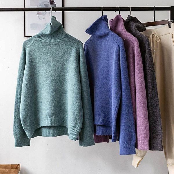 

women's sweaters women autumn candy color sweater high collar long sleeve knit pullovers, White;black