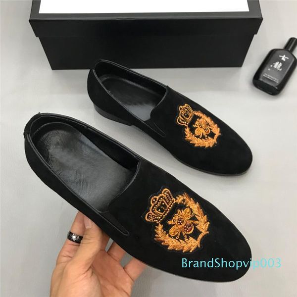 

2019 italy brand fashion designers slides oxford shoes loafers mens casual slippers leather embroidery shoes sneakers d02 01, Black