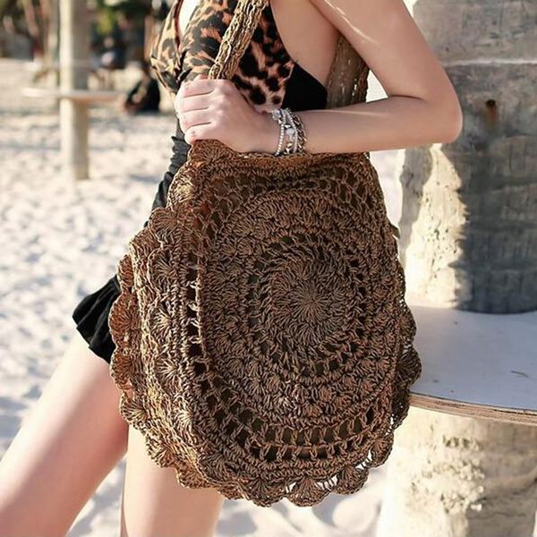

2019 bohemian straw bags for women big circle beach handbags summer vintage rattan bag handmade kintted travel bags xs-523