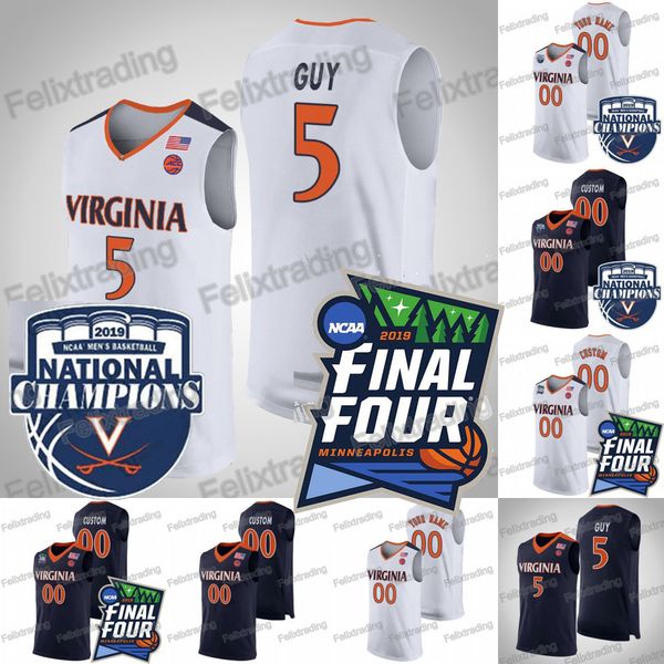 

2019 Champions Virginia 5 Kyle Guy 12 De'Andre Hunter Ty Jerome Mamadi Diakite 0 Kihei Clark JACK SALT College Basketball Jersey