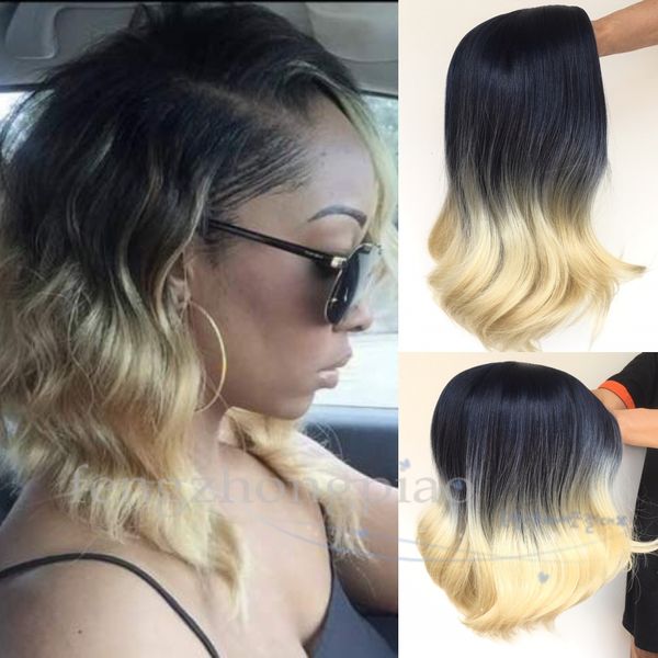 

new arrival ombre wigs rihanna hairstyle simulation human hair wig 12inch body wave short wigs for black women full none lace bob hair wigs