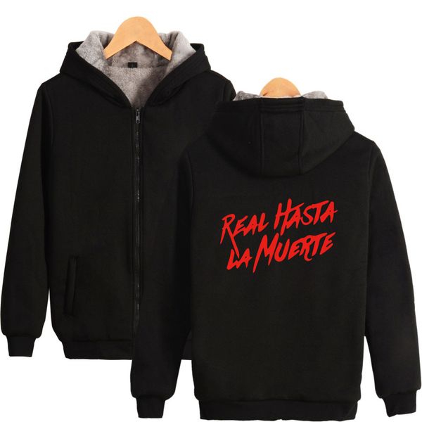 

real hasta la muerte 2019 the new winter hooded zipper cotton shirt stylish casual long sleeve hooded coat harajuku kpop, Tan;black