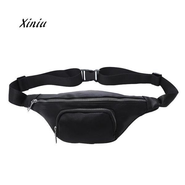 

women chest bag fashion pu leather pure color leather messenger bag shoulder phone female new zipper chest packs