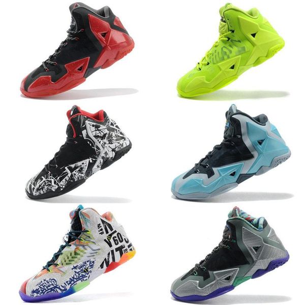 

xshfbcl mens lebron 11 kids basketball shoes for sale red black multi color high lebrons sneakers tennis