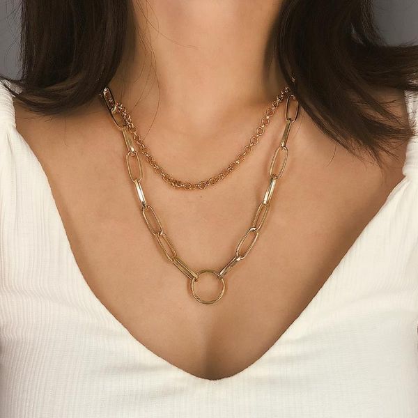 

shixin punk multi layer chain necklace for women/girl gold/silver color chunky necklace hip hop simple choker collier femme 2020