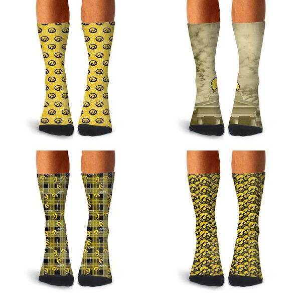 

man iowa hawkeyes football glod boot socks cotton retro thin high ankle moisture control fun gold gray, Black