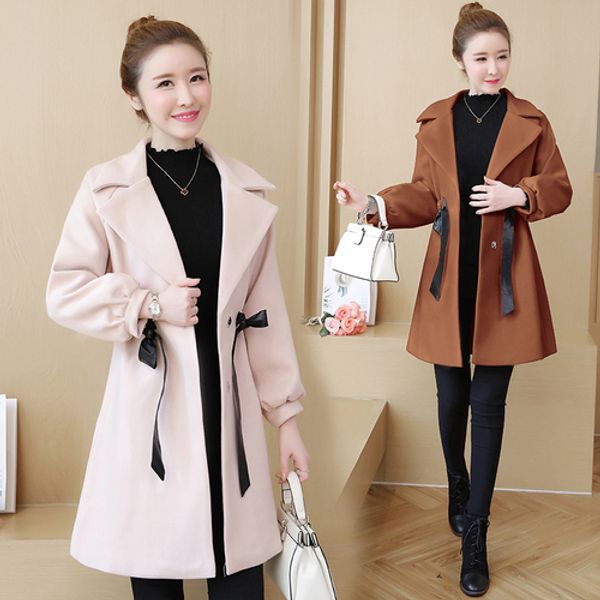 

pure colour long cardigan women trench coat woman clothes casacos compridos femininos overcoat woman windbreaker coats, Tan;black