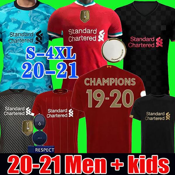 

s-4xl thailand 2020 2021 mohamed m. salah firmino soccer jersey football shirts 19 20 21 virgil mane keita men + kids kits set uniforms, Black