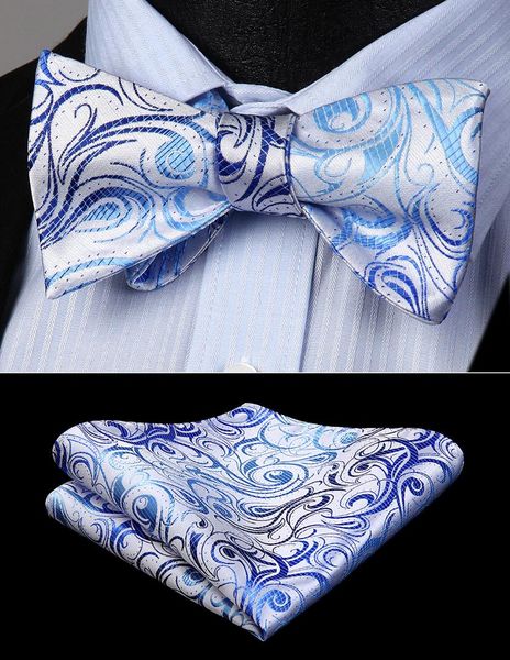 

bow tie handkerchief set mens classic paisley blue self bow tie woven silk pocket square set party wedding bf817bs, Blue;purple
