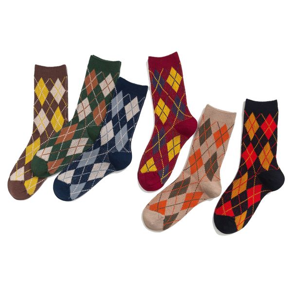 

new arrival retro socks women street designer socks with geometric women athletic autumn running fashion breathable in tube socks 17 colors, Black;white