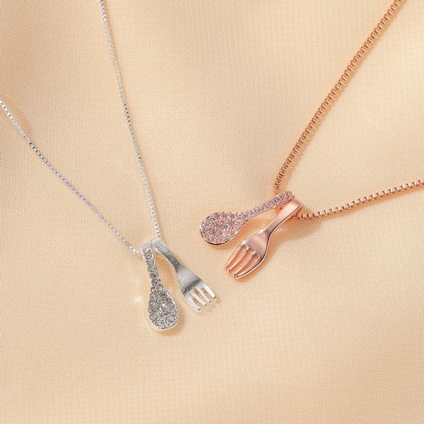 

creative necklace female spork necklaces pendant ladies jewellery lady jewelry fashion trendy korean alloy collier, Silver
