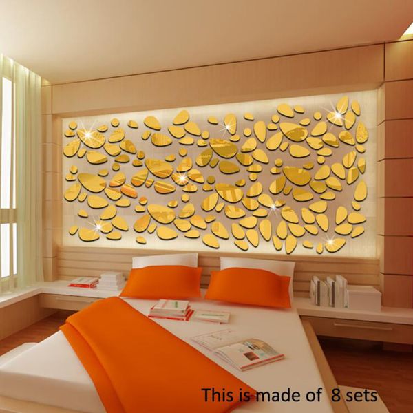 

3d wall mirror sticker cobblestone shape /tiles diy home decor for living room bedroom