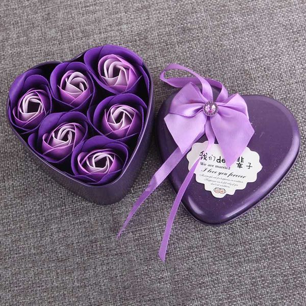 

6 Ã rose flower soaps scented bath body soap with iron box valentines day gifts
