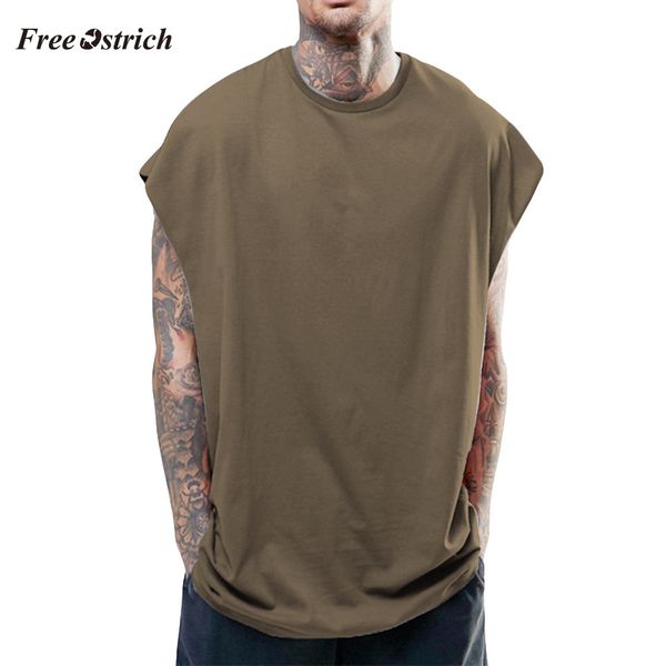 

ostrich men' europe and america solid loose sleeveless vest casual o-neck fashion hip hop style tank chaleco sin mangas, White;black