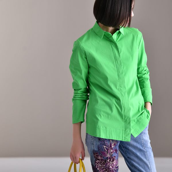 

рубашка micoco c2201 с длинными рукавами и отворотом воротника, White