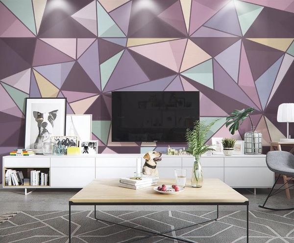 

настройка обоев 3d современная стереоскопическая геометрия фрески гостиная телевизор диван спальня фоновые обои домашний декор