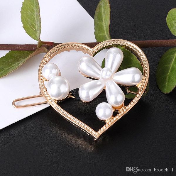 

new design metal pearl headdress hair clips buckle clip edge lady fashion hair clips barrettes for girl hair jewelry accessories, Golden;silver
