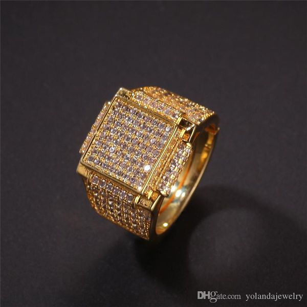 

hiphip 18k yellow white gold plated diamond rings for mens fashaion hip hop accessories cz gems ring wholesale, Silver