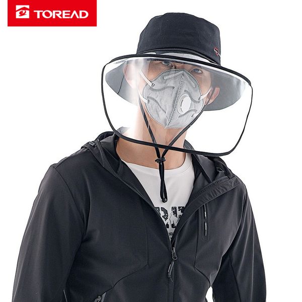 

toread outdoor detachable spray proof fisherman hat mask dust ventilation and sun protection equipment hat, Black;white