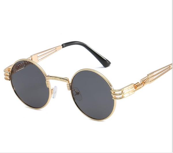 

fashion trend spring leg circular frame sunglasses polarizing sunglasses men and women's metal sunglasses, White;black